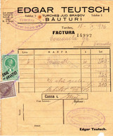 Romania, 1936, Vintage Invoice / Receipt, Brasov - Revenue / Fiscal Stamps / Cinderellas - Fiscali