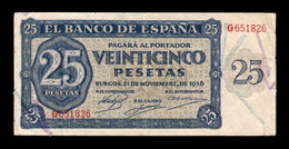 España Spain 25 Pesetas Burgos 1936 Pick 99 Serie G BC/MBC F/VF - 25 Peseten