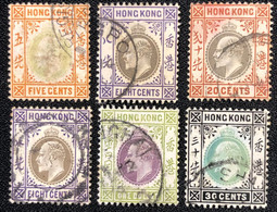 HONG KONG 1903\04\07\11KING EDWARD X 6 STAMPS - Gebruikt