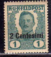 AUSTRIAN OCCUPATION OCCUPAZIONE AUSTRIACA 1918 EMPEROR IMPERATORE CARL CARLO I NON EMESSI NOT ISSUE CENT. 2c Su 1h MH - Occupazione Austriaca