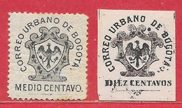 Colombie Bogota N°1a 0,5c Noir & N°2 10c Noir Sur Rose 1899-1902 * & ** - Colombia