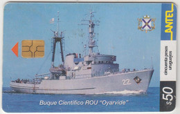 URUGUAY - Buque Científico Rou Oyarbide (WarShip), TC 254a, Chip:GEM5 (Black), 50 $ , Tirage 100.000, Used - Uruguay