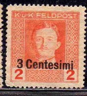 AUSTRIAN OCCUPATION OCCUPAZIONE AUSTRIACA 1917 1918 IMPERATORE EMPEROR CARL I CARLO CENT. 3c Su 2h USED USATO OBLITERE' - Occupazione Austriaca