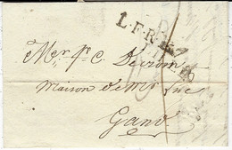 1819- Lettre De 57 / LILLE ( France ) Pour Gand  - L.F.R.1 - Au Dos,FRANKRYK / OVER MEENEN - 1815-1830 (Période Hollandaise)