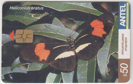 URUGUAY - Heliconius Eratus (Butterfly), TC 292a, Chip:GEM5 (Red), 50 $ , Tirage 100.000, Used - Uruguay