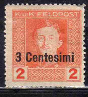 AUSTRIAN OCCUPATION OCCUPAZIONE AUSTRIACA 1917 1918 IMPERATORE EMPEROR CARL I CARLO CENT. 3c Su 2h MH - Oostenrijkse Bezetting