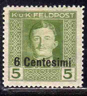 AUSTRIAN OCCUPATION OCCUPAZIONE AUSTRIACA 1917 1918 IMPERATORE EMPEROR CARL I CARLO CENT. 6c Su 5h USED USATO OBLITERE' - Oest. Besetzung