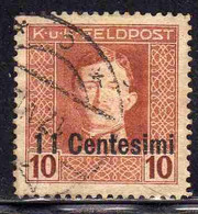 AUSTRIAN OCCUPATION OCCUPAZIONE AUSTRIACA 1917 1918 IMPERATORE EMPEROR CARL I CARLO CENT. 11c Su 10h USED USATO OBLITERE - Ocupación Austriaca