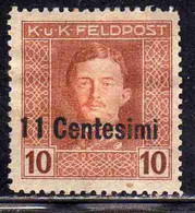 AUSTRIAN OCCUPATION OCCUPAZIONE AUSTRIACA 1917 1918 IMPERATORE EMPEROR CARL I CARLO CENT. 11c Su 10h USED USATO OBLITERE - Oostenrijkse Bezetting