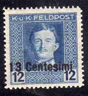 AUSTRIAN OCCUPATION OCCUPAZIONE AUSTRIACA 1917 1918 IMPERATORE EMPEROR CARL I CARLO CENT. 13c Su 12h MNH - Oostenrijkse Bezetting