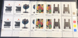 HONG KONG 1989 MODERN ART SET IN BLOCKS OF 4,  TONING ON THE 5$ BLOCK AFFECTING 3 STAMPS - Unused Stamps