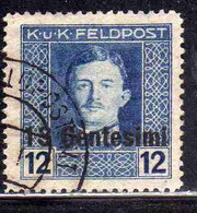 AUSTRIAN OCCUPATION OCCUPAZIONE AUSTRIACA 1917 1918 IMPERATORE EMPEROR CARL I CARLO CENT. 13c Su 12h USED USATO OBLITERE - Oest. Besetzung