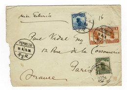 CHINE FRNCAISE  Lettre Au Départ De PEKIN Pour Paris Via La Sibérie - Lettres & Documents