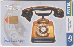 URUGUAY - K.T.A.S. (Dinamarca 1925) , TC 357a, Chip:GEM5 (Black), 25 $ , Tirage 200.000, Used - Uruguay