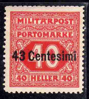 AUSTRIAN OCCUPATION OCCUPAZIONE AUSTRIACA 1918 SEGNATASSE POSTAGE DUE TASSE CENT. 11c Su 10h MNH - Ocupación Austriaca