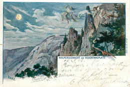 Jugendstil * CPA Illustrateur Art Nouveau * Montagne Humanisée , Têtes Humaines Et Sorcières * 1898 ! - Otros & Sin Clasificación