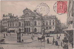 CPA D11-ANGERS-PLACE DE RALLIEMENT-THEATRE-belle Animation-kiosques-tram-PUB AMER PICON - Chateauneuf Sur Sarthe