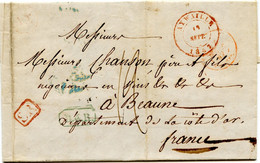 BELGIQUE - CAD AYWAILLE + SR + BOITE AX ROUGE (B/TB) SUR LETTRE AVEC TEXTE DE COMBLAIN LA TOUR POUR LA FRANCE, 1847 - Correo Rural