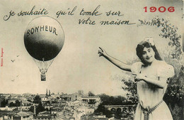 Bergeret * BONHEUR * Ballon Monté Aviation & Femme * 1906 - Bergeret