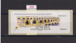 ** Y&T Exposition Internationale D'histoire Postale Uzés 2014 *FRANCE*  25/23  258  Faciale 0.61 € - 2010-... Illustrated Franking Labels