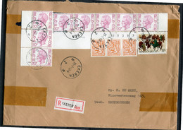 1983 A5 R-Enveloppe Van Ekeren Naar Erembodegem - Gefr. 8 X 10 Fr Elstrom (27.VIII.82)  + 3 X 2Fr Leeuw + 1.50 Fr - Cartas
