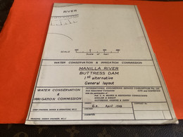 Plan Topographique Dessin  Du Barrage Manille Dam S Dam Site  Australia 1969  MANILLA RIVER DAM - Obras Públicas