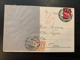 Cartolina Viaggiata Chiusa E Tassata Di 20 Centesimi 1930 - Strafport