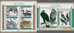 Central African Republic 2021 255th Of American Ornithologist Alexander Wilson Set Of 5 Stamps In 2 Blocks - Cygnes