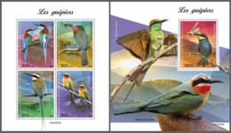 Central African Republic 2021 Bee-eaters Set Of 5 Stamps In 2 Blocks - Cernícalo