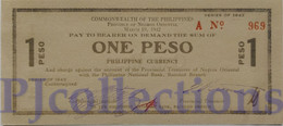 PHILIPPINES 1 PESO 1942 PICK S654b AU/UNC LOW SERIES EMERGENCY NOTE - Philippines