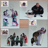 China Maximum Card,1996-30 Tianjin Folk Colored Sculpture,4 Pcs - Cartes-maximum
