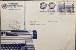 UNITED NATION 1981, TYPEWRITER MACHINE,GLOBE,EMBLEM,PLANT ,FREE NAMBIA, ANNIVERSARY OF UNESCO SLOGAN,COVER,4 STAMPS USED - Covers & Documents