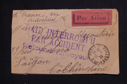 FRANCE - Cachet " Raid Interrompu Par Accident ..." Sur Enveloppe De Montreuil Pour Saigon Par Avion En 1929 - L 123943 - Unfallpost