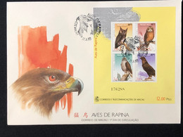 MACAU 1993 BIRDS OF PREY FDC WITH S\S - FDC