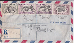 1955 - NIGERIA - ENVELOPPE RECOMMANDEE De LAGOS => GLASGOW - Nigeria (...-1960)
