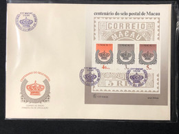 MACAU 1984 MACAU POSTAL STAMP 100 YEARS FDC WITH S\S - FDC