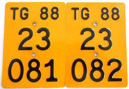 Velonummer Mofanummer Thurgau TG 88, Nummernpaar (23081 + 23082) - Placas De Matriculación