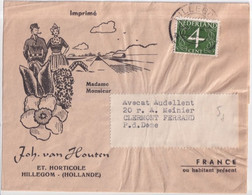 1951 - NEDERLAND - BANDE JOURNAL ILLUSTREE ! De HILLEGOM => CLERMONT-FERRAND - Storia Postale