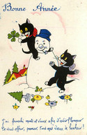 Chats Humanisés * CPA Mignonette Illustrateur * Bonhomme De Neige Snowman * Chat Noir Cat Cats Katze Humanisé - Katten