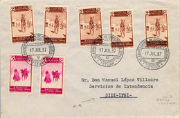 1937 MARRUECOS ESPAÑOL , ED. 170 X 5 , 171 X 2 , ANIV. ALZAMIENTO NACIONAL / TETUAN , CIRCULADO A IFNI , LLEGADA - Spanish Morocco