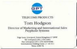 GPT DEMO : 140 TOM HODGSON Dir. Marketing And Int. Sales ( Batch: 1GPTC000057) USED - Eurostar, Cardlink & Railcall