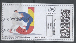 France - Frankreich Timbre Personnalisé Y&T N°MTEL LV20-113 - Michel N°BS(?) (o) - Judoka - Sellos Imprimibles (Montimbrenligne)