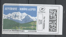 France - Frankreich Timbre Personnalisé Y&T N°MTEL LV20-118 - Michel N°BS(?) (o) - Auvergne Rhône Alpes - Sellos Imprimibles (Montimbrenligne)