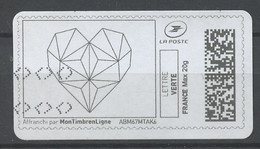 France - Frankreich Timbre Personnalisé Y&T N°MTEL LV20-119a - Michel N°BS(?) (o) - Cœur En Diamant - Printable Stamps (Montimbrenligne)