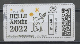 France - Frankreich Timbre Personnalisé Y&T N°MTEL R1-20-002 - Michel N°BS(?) (o) - Bonne Année 2022 - Timbres à Imprimer (Montimbrenligne)