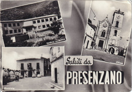 Saluti Da Presenzano (Caserta) - 3 Vedute (Scuole, Municipio E Chiesa) - Viaggiata Anni '60 - Caserta