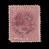 Fernando Poo.1884-94.Alfonso XII.Habilitado.2ct.MH.Edifil.10 - Fernando Po