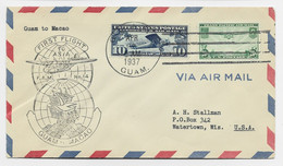 USA LETTRE COVER AIR MAIL FIRST FLIGHT ASIA GUAM MACAO APR 27 1937 TO USA - Luchtpost