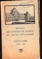 Annuaire Des Officiers De Réserve  Du Service D'état-major 1932-33  (CCC012) - Français