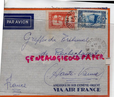 ALGERIE- ENVELOPPE PAR AVION ALGER SACLIERE- TRIBUNAL ROCHECHOUART- AMERIQUE SUD VIA AIR FRANCE 1939 - Aéreo